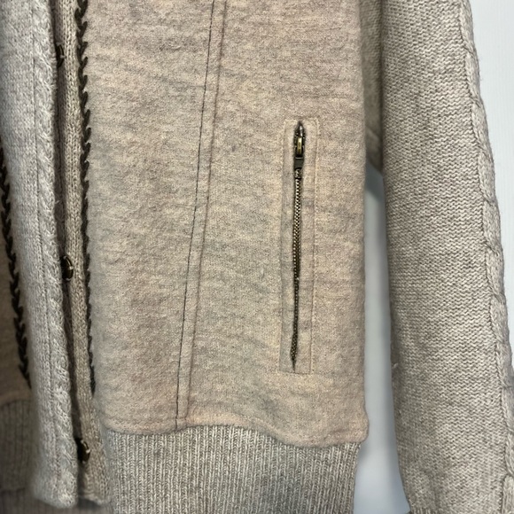 Alpin De Luxe Wool Jacket | Beige Fur Hooded Cardigan | 100% WOOL XXL fits M/L - Picture 5 of 6